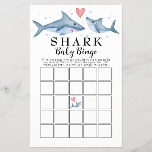 Shark Baby shower Baby Bingo Kaart