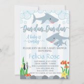 Shark Baby shower Invitation Invite Boy Kaart (Voorkant)