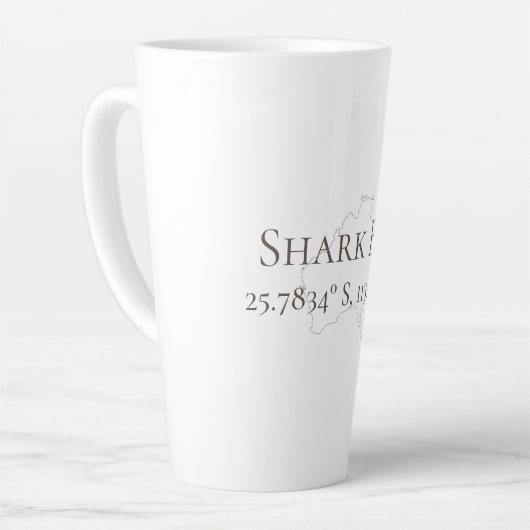 Shark Bay Australië Latitude & Lengtegraad Latte Mok (Linkerhoek)