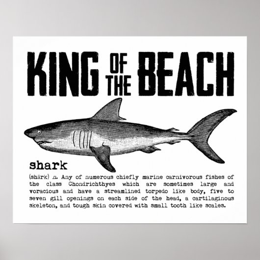  Shark Beach King met Shark Definition Poster (Voorkant)