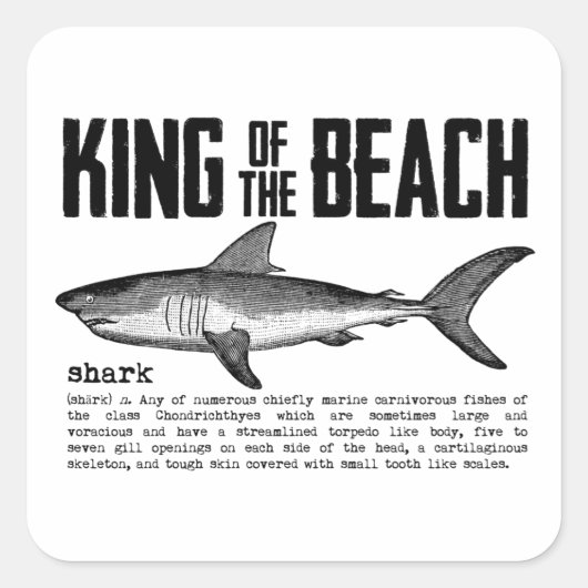  Shark Beach King Vierkante Sticker (Voorkant)