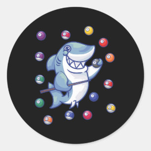 Shark biljartspeler I Pool Billiard I Snooker I Ronde Sticker