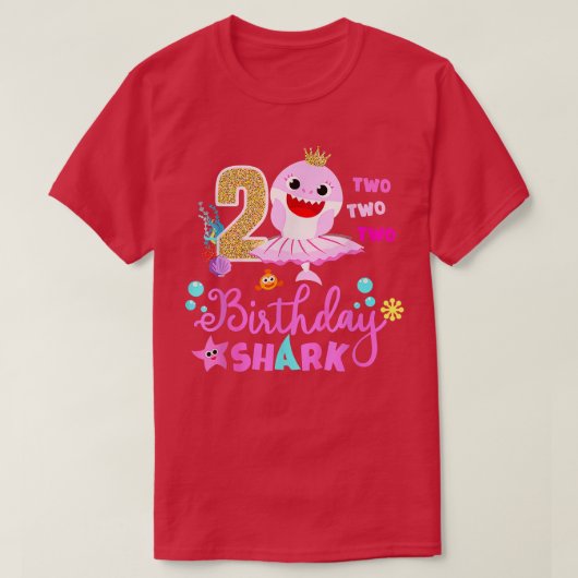 Shark Birthday 2 Years Old 2nd Birthday Matching F T-shirt (Design voorkant)