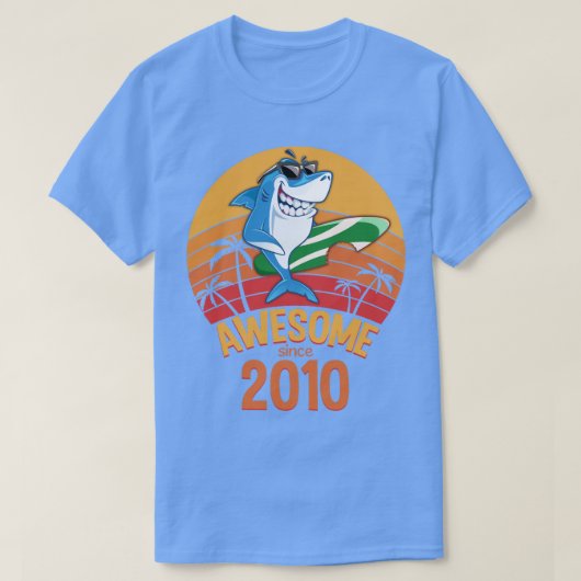 Shark Birthday AA Years Old Surf Awesome Since AAA T-shirt (Design voorkant)