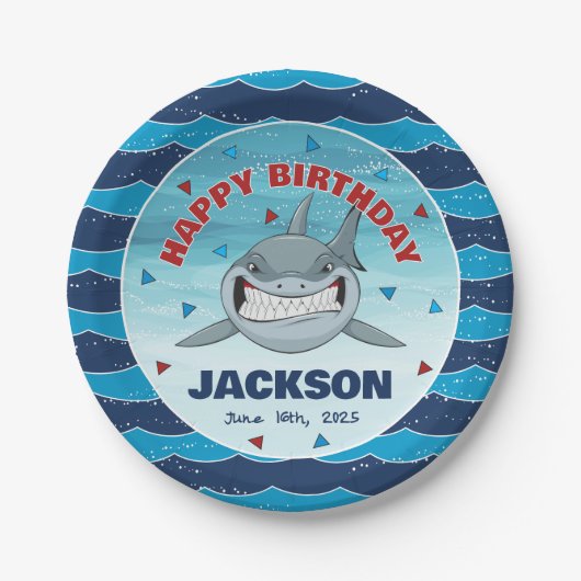 Shark Birthday Boys Paper Bord (Voorkant)