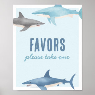 Shark Birthday Favors Sign Poster