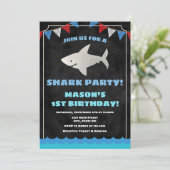 Shark Birthday Invitation Baby Shark Kaart (Staand voorkant)
