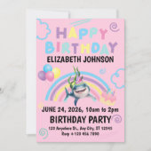 Shark Birthday Invitation in Pink (Devant)