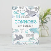 Shark Birthday Invitation Kaart (Staand voorkant)