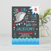 Shark Birthday Invitation Shark Pool Party Kaart (Staand voorkant)