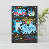 Shark Birthday Invitation Splish Splash Party (Debout devant)