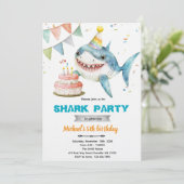 Shark birthday party invitation (Debout devant)