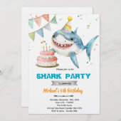 Shark birthday party invitation (Devant / Derrière)