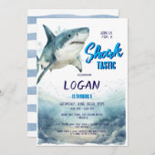 Shark Birthday Party Kaart (Voorkant / Achterkant)