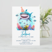 Shark Birthday Party Kaart (Staand voorkant)
