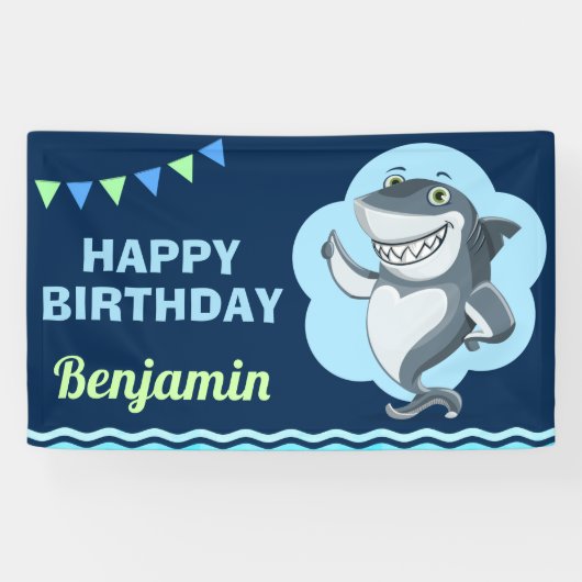 Shark Birthday Party Spandoek (Horizontaal)