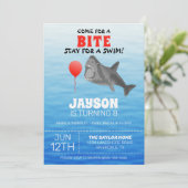 Shark Birthday Pool Party Kaart (Staand voorkant)