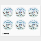 Shark Birthday Pool Party Stickers (Vel)