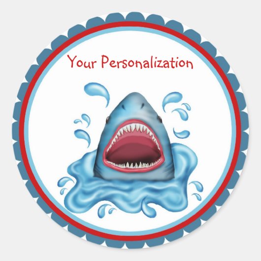 Shark BIrthday-stickers Ronde Sticker (Voorkant)