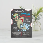 Shark Birthday Swimming Pool Party Invitations (Debout devant)