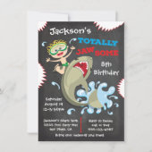 Shark Birthday Swimming Pool Party Invitations (Devant)