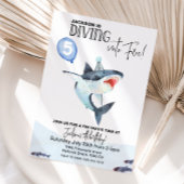 Shark Birthday-uitnodiging - Duik in VIJF Kaart