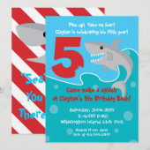 Shark Bite Invite - 5e verjaardag Kaart (Voorkant / Achterkant)