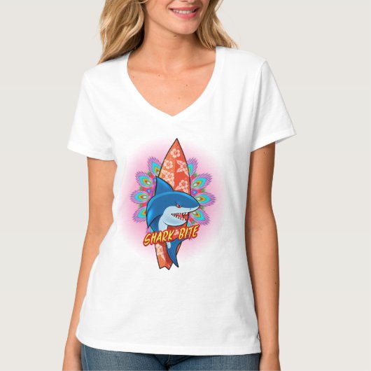 Shark Bite surf mandala T shirt 2 (Voorkant)