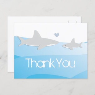 Shark Blue Ocean Baby shower Bedankt Briefkaart