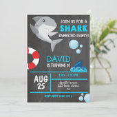 Shark Boy Verjaardagsfeestje Zomer Kaart (Staand voorkant)