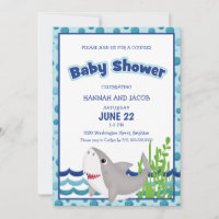 Shark Boy's Blue Couple's Baby shower