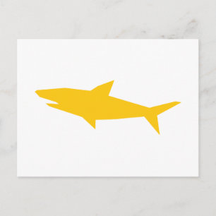 Shark Cartoon Yellow Silhouette Briefkaart
