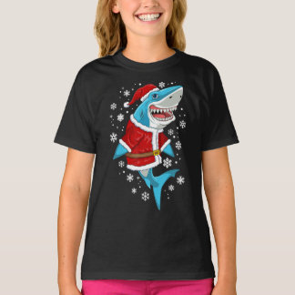 shark christmas gift boys kids santa sharkmas t-shirt