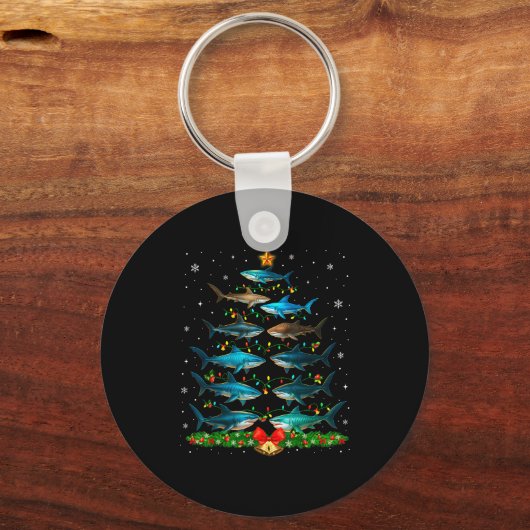 Shark Christmas Tree Ornament Funny Shark Lovers X Sleutelhanger (Voorkant)