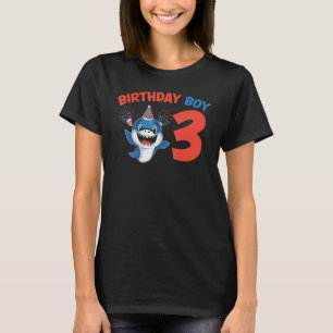 Shark Cute Kinder Sharks Graphic Birthday Boy 3 T-shirt