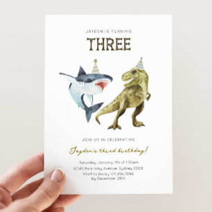 Shark & Dino 3e Invitation du jour B, T-rex Shark 