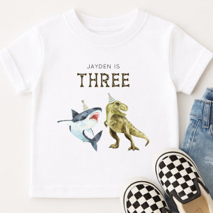 Shark & Dino 3e verjaardag Shirt, T-rex Shark Part T-shirt