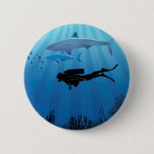 Shark Diving Scuba Diver Ronde Button 5,7 Cm (Voorkant)