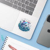 Shark Drawing: Deep Water Sticker #10 (Laptop met iPhone)