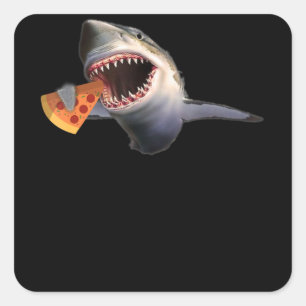 Shark Eating Pizza Shark Lovers Funny Gifts Vierkante Sticker