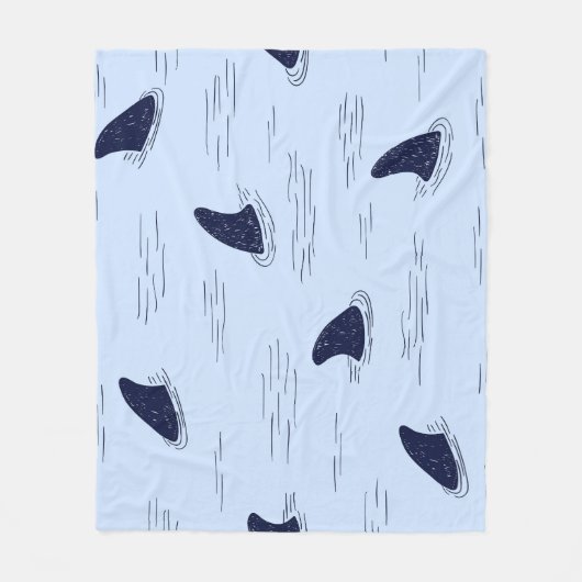 Shark Fin Ocean Pattern Fleece Deken (Voorkant)