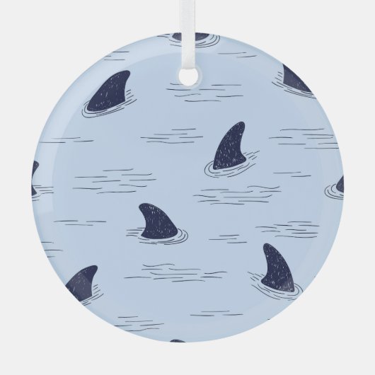 Shark Fin Ocean Pattern Glas Ornament (Voorkant)