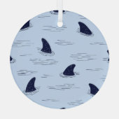 Shark Fin Ocean Pattern Glas Ornament (Achterkant)