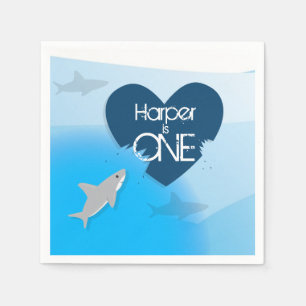 Shark First Birthday Party Paper Napkins Servet