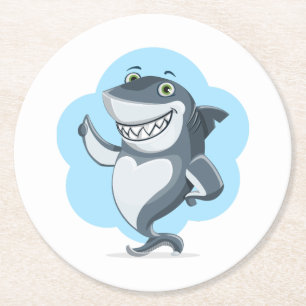 Shark Fish Swim Home Personaliseer Destiny's Ronde Kartonnen Onderzetter