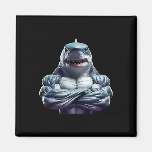 Shark Flexing Fan Lover Bodybuilding Cool Gym Work Magneet (Voorkant)