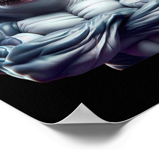 Shark Flexing Fan Lover Bodybuilding Cool Gym Work Poster (Hoek)