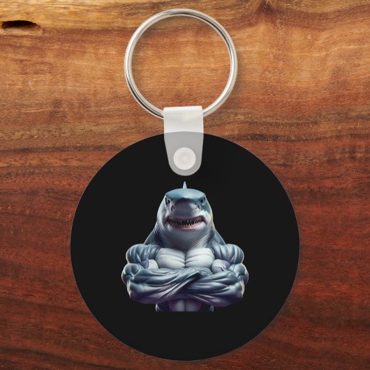 Shark Flexing Fan Lover Bodybuilding Cool Gym Work Sleutelhanger (Voorkant)