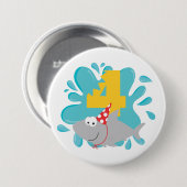 Shark Fourth Birthday Button (Voorkant /achterkant)