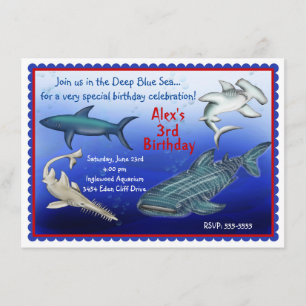 Shark Frenzy Birthday Invitations Kaart